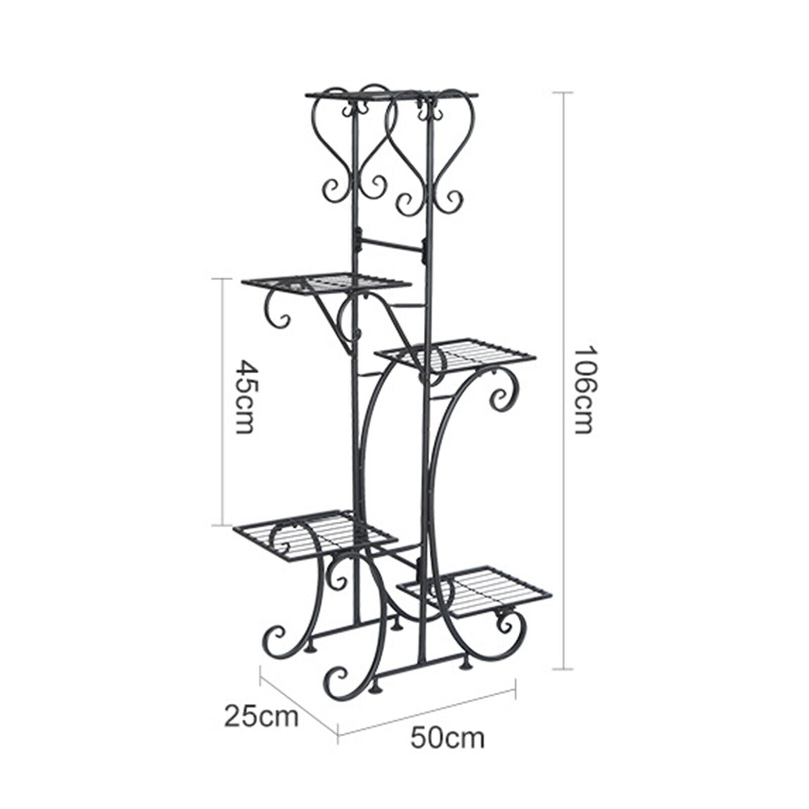 Metal Plant Stand, 5-Tier Indoor/Outdoor Flower Pot Rack for Balcony Garden Tree Shape Black