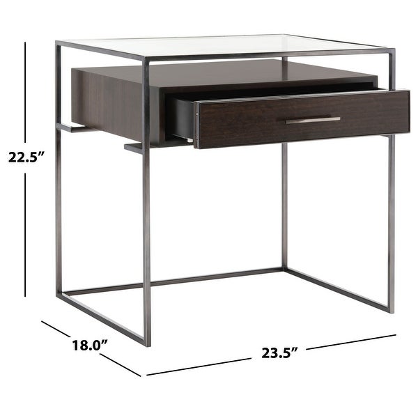 SAFAVIEH Couture High Line Collection Modern Caelan Glass Brown Accent Table - 23.5