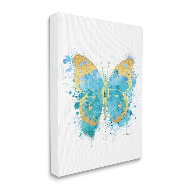 Stupell Industries Abstract Butterfly Turquoise Blue Paint Splatter