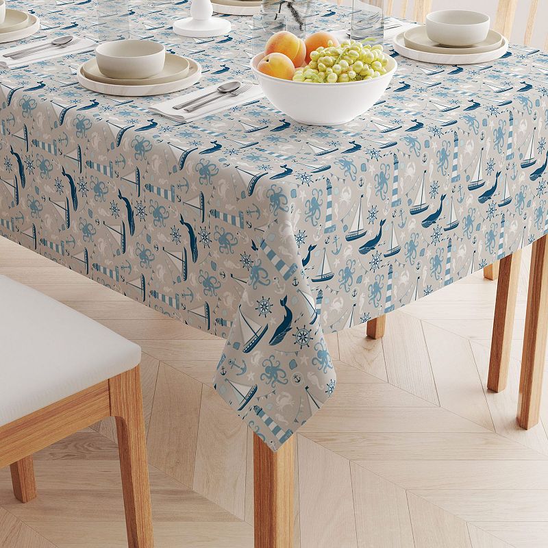 Square Tablecloth， 100% Polyester， 70x70， Elements of the Sea