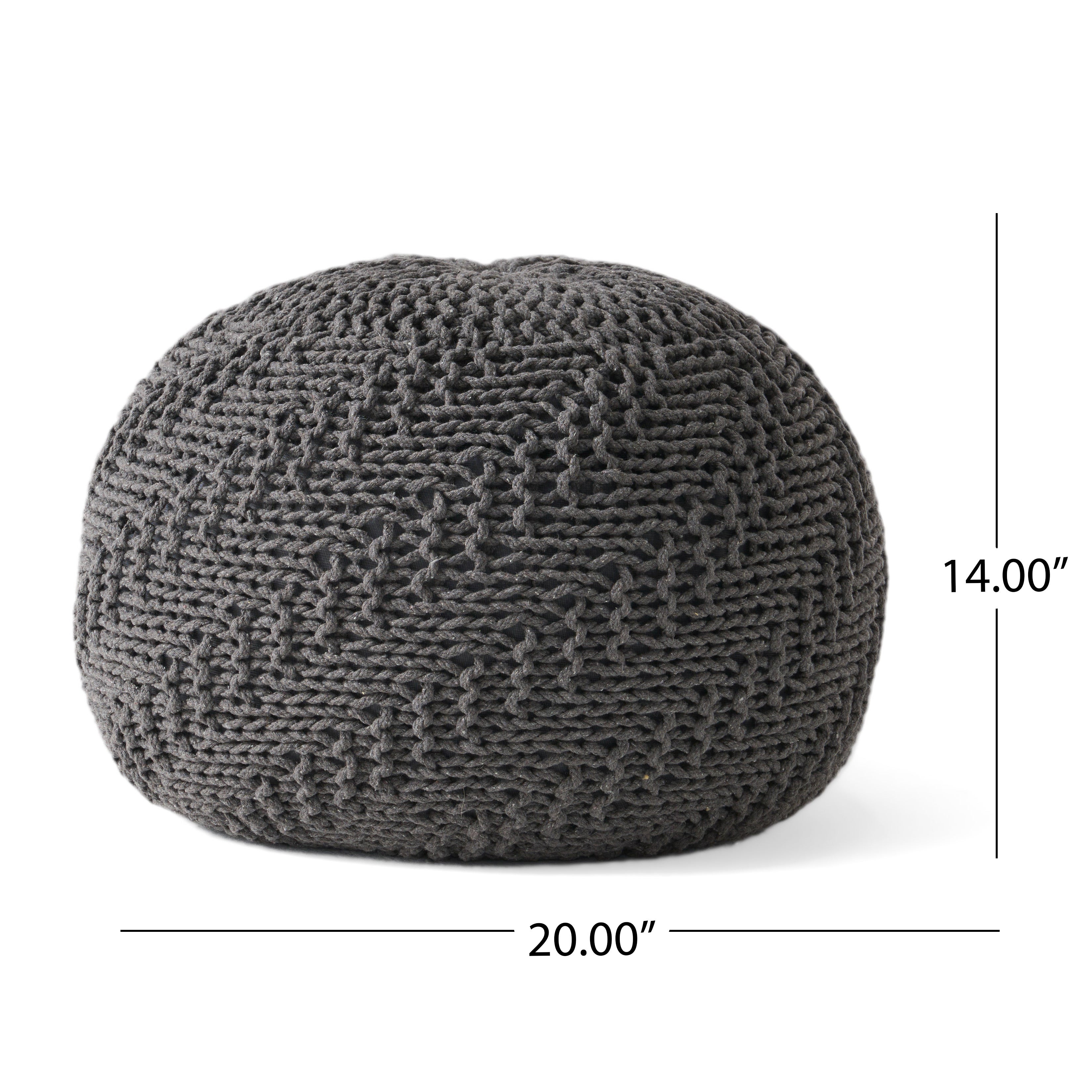 Flovilla Modern Knitted Cotton Round Pouf