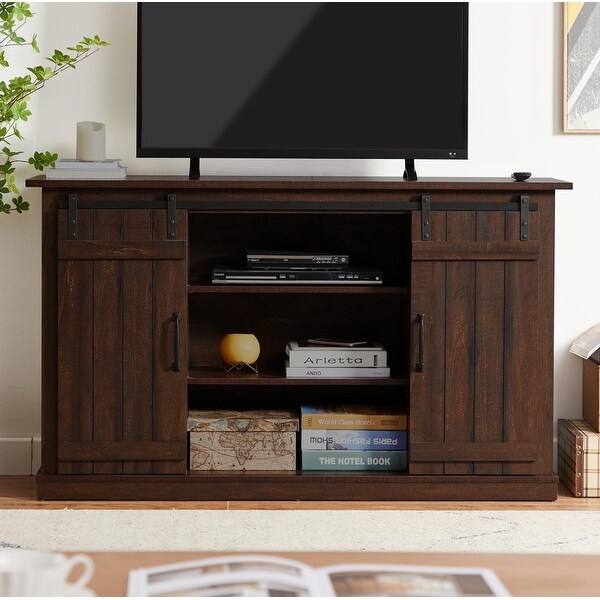 TV Stand， Fits most 60'' flat panel TVs， Brown