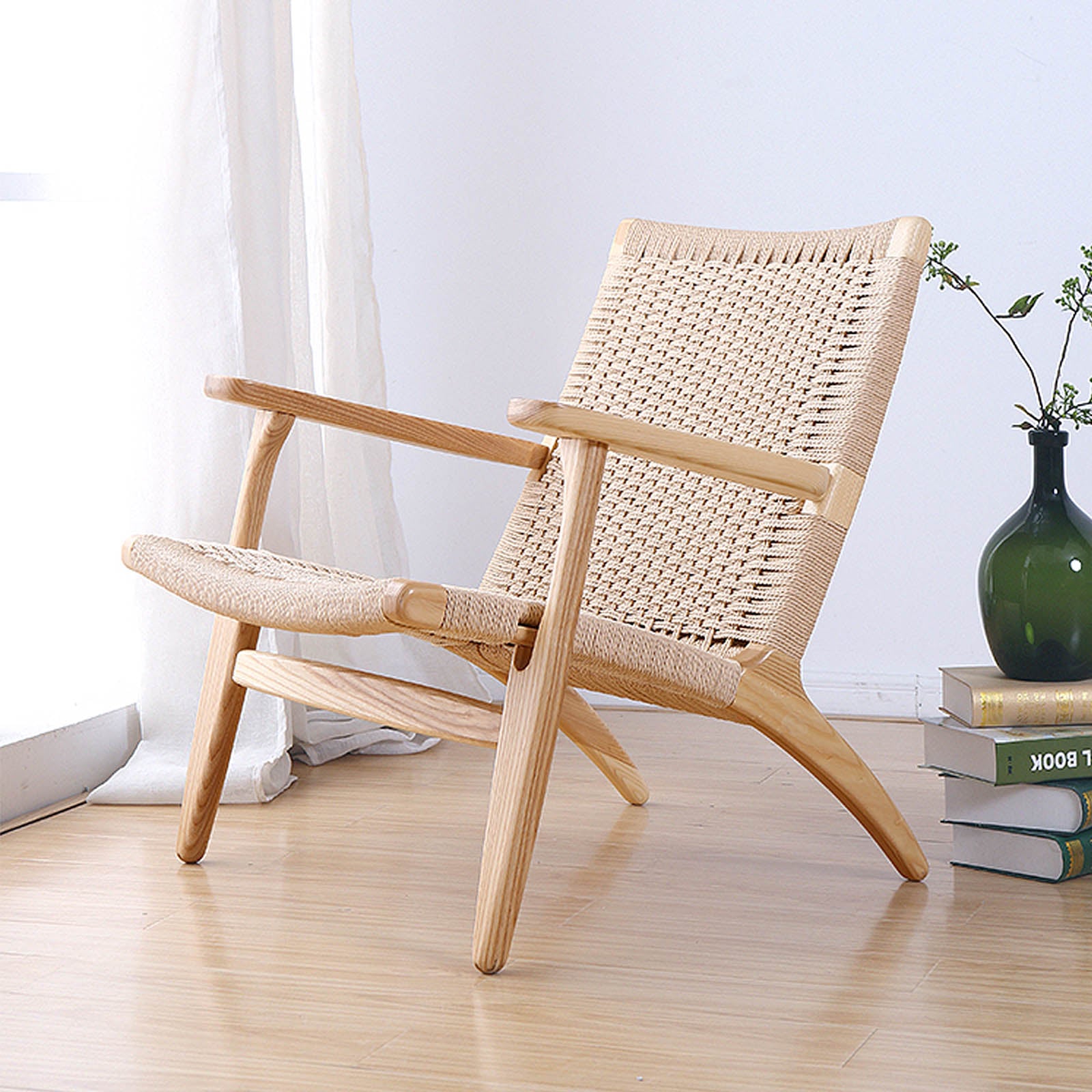 Solid Wood And Cord Lounge Chair  Ws-086-N