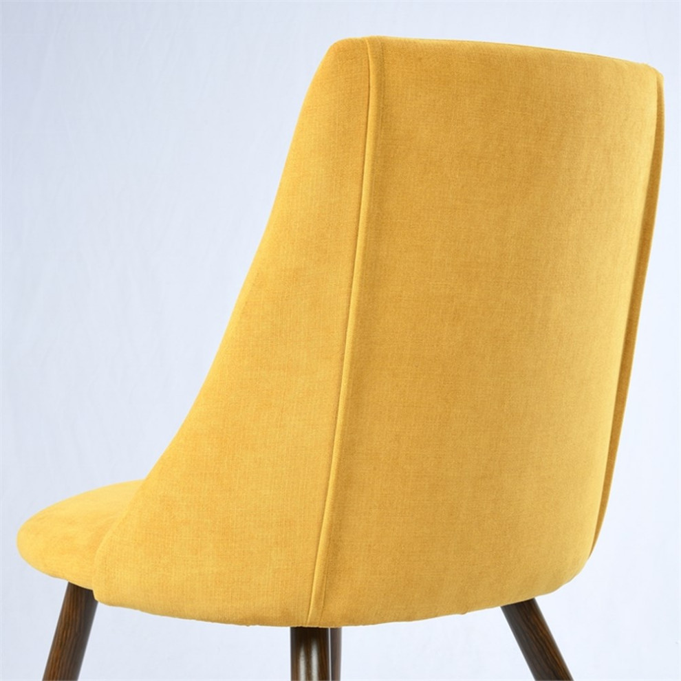 Homycasa Yellow Frabic Upholstered Side Dining Chair (Set of 2)   Midcentury   Dining Chairs   by Homesquare  Houzz