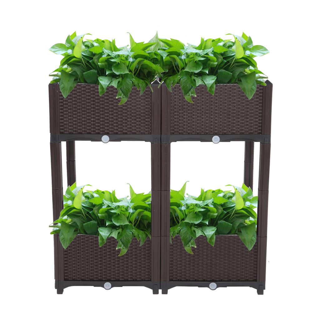 GoDecor 17 in.x 16 in. Plastic Raised Garden(Set of 4)