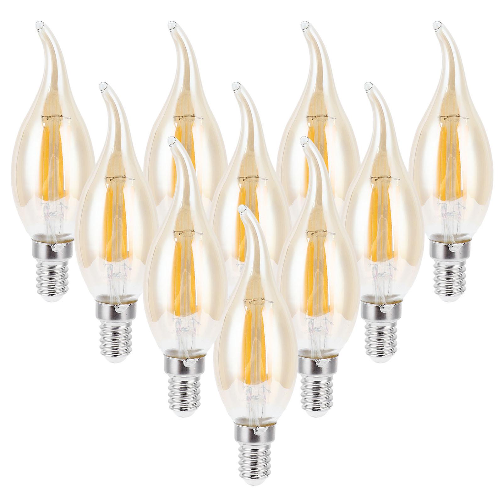 10pcs C35 Led Gold ment Bulb 2700k 4w E14 Base Glass Clear Bulb Warm White Light 220240v