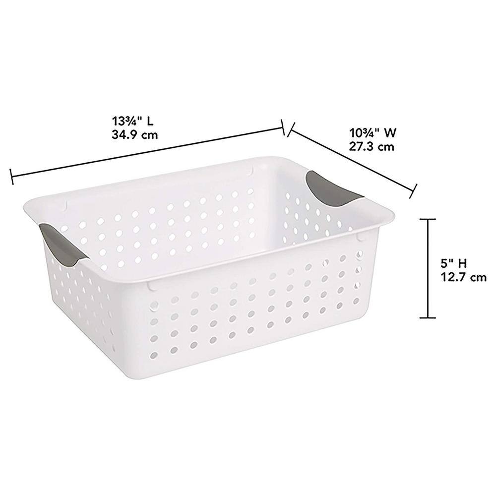 Sterilite Medium Ultra Plastic 3.0 Gal. Storage Bin Organizer Basket in White (12-Pack) 12 x 16248006