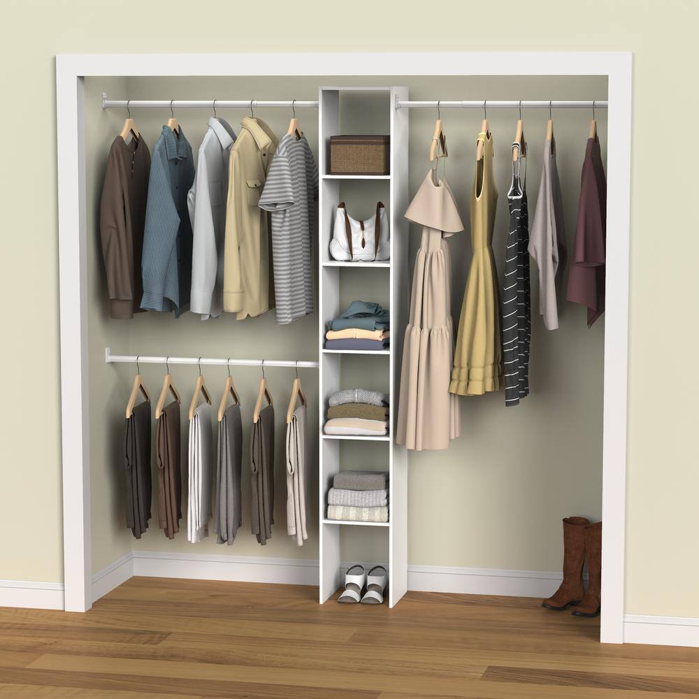 ClosetMaid Selectives 12 in. W White Custom Tower Wall Mount 6-Shelf Wood Closet System 7033