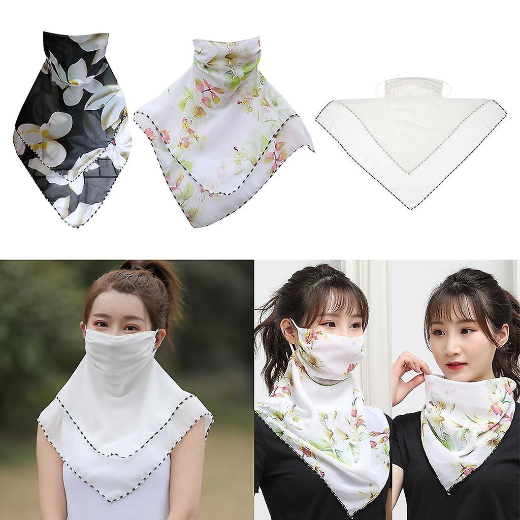 3pcs Womens Face Mask Scarf Travel Dust-proof  Breathable Silky Shade