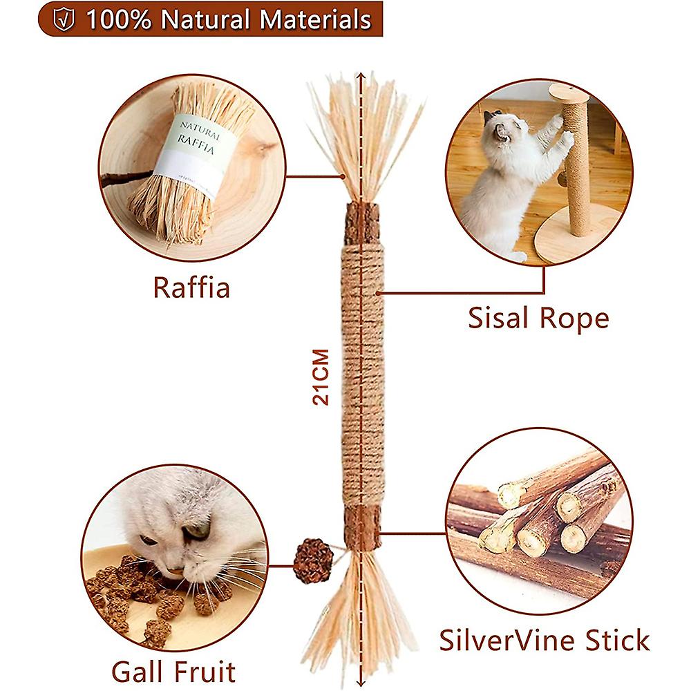 Cat Toys Silvervine Chew Stick，kitten Treat Catnip Toy Kitty Natural Stuff With Catnip For Cleaning Teeth Molar Dental Pet