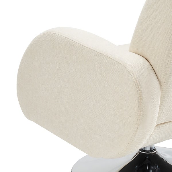 Modern Linen Swivel Accent Lounge Chair with Round Metal Base