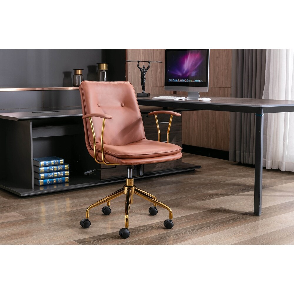 Porthos Home Tilly Office Chair  PU Leather  Gold Chrome Roller Base