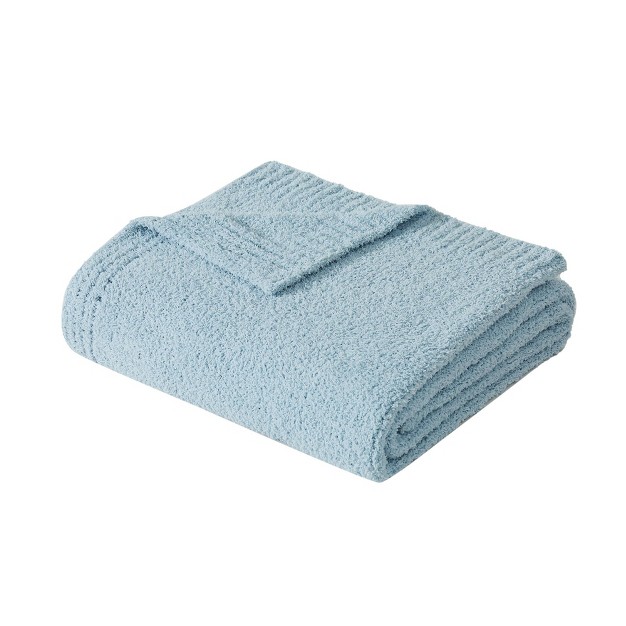 Oversized Cozy Knit Throw Blanket Light Blue Truly Soft