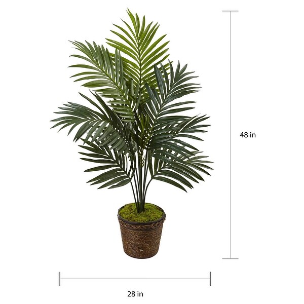 Nearly Natural Silk 4foot Artificial Kentia Palm Tree in Coiledrope Planter