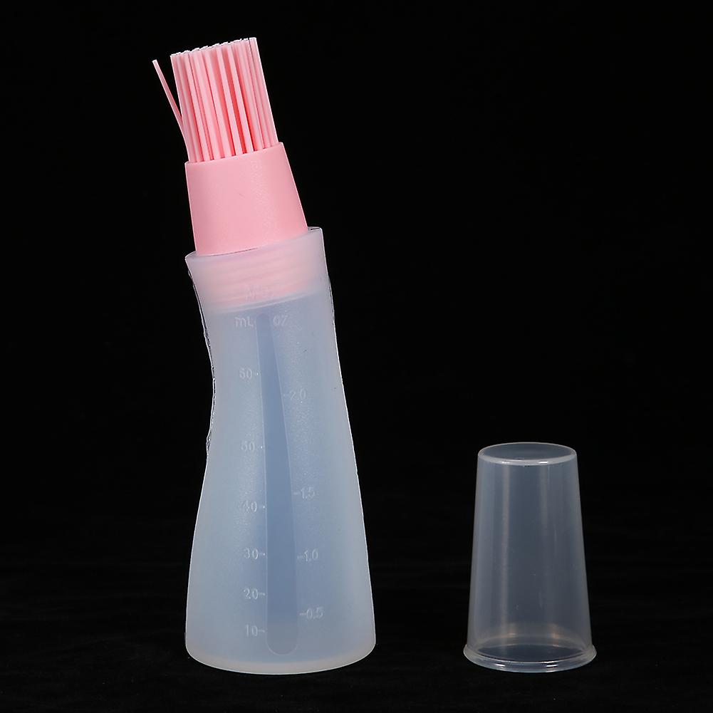 2pcs Household Barbecue Silicone Oil Bottle With Brush Kitchen Baking Barbecue Toolpink