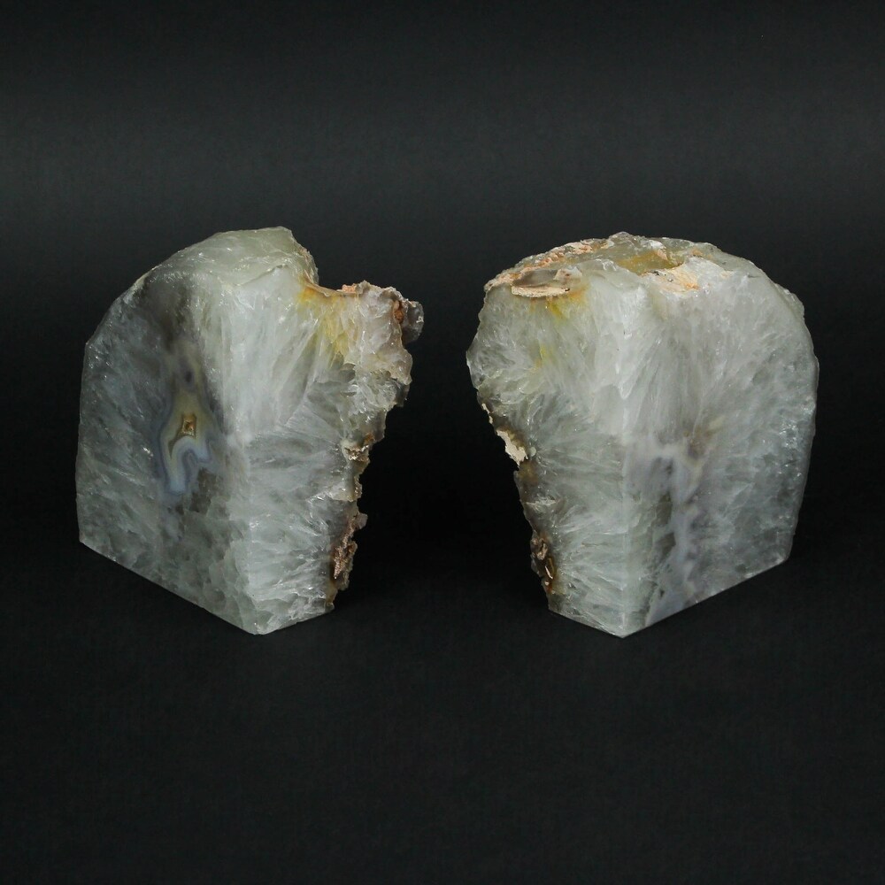 Polished Light Yellow Brazilian Agate Geode Bookends 7 11 Pounds   6 X 4 X 4.5 inches