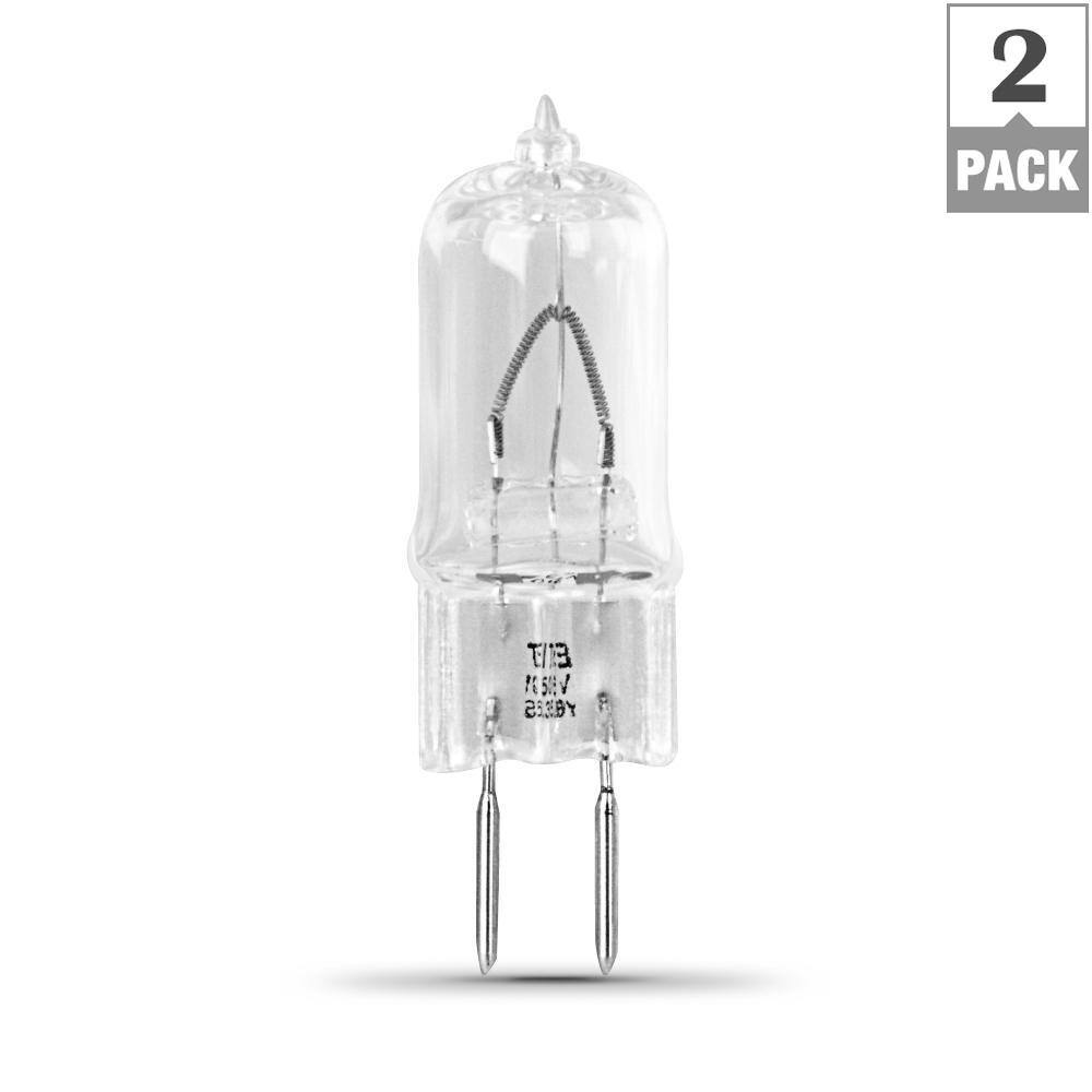 Feit Electric 50-Watt T4 Dimmable GY6.35 Halogen 2800K (2-Pack) Bright White BI-Pin Base Decorative 12-Volt Light Bulb BPQ50T42HDRP