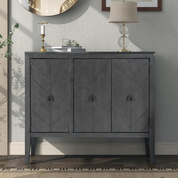 Grey Wooden Storage Cabinet Entryway Table with Adjustable Shelf