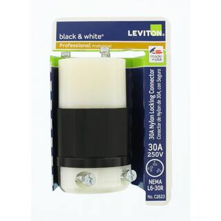 Leviton 30 Amp 250-Volt Locking Connector Black and White R50-C2623-0CS