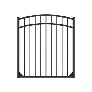 FORTRESS Athens 4 ft. H x 4 ft. W Gloss Black Aluminum Fence Arched Walk Gate 413480447M