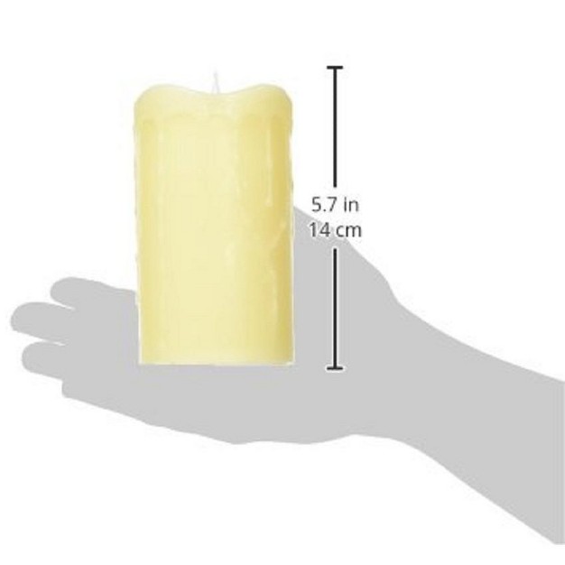 Prelit Led Simplux Dripping Wax Flameless Pillar Candle With Moving Flame Ivory