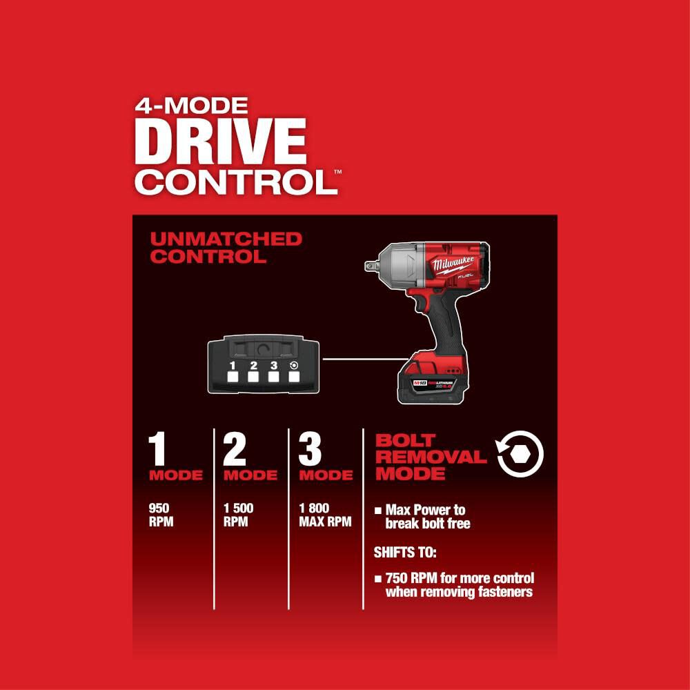 Milwaukee M18 FUEL 1/2 in. High Torque Impact Wrench with Pin Detent Kit 2766-22 from Milwaukee