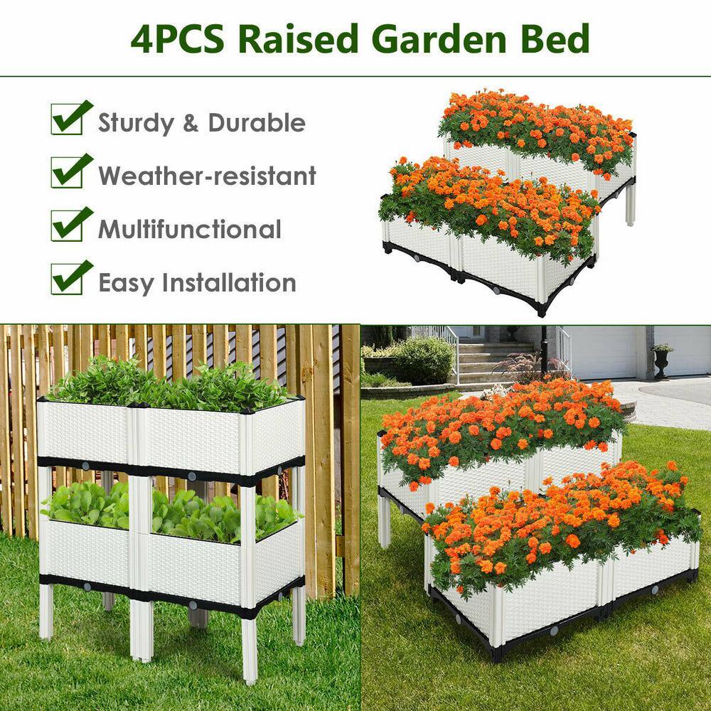 WELLFOR White Plastic Raised Bed (4-Pack) OP-HPY-70301WH