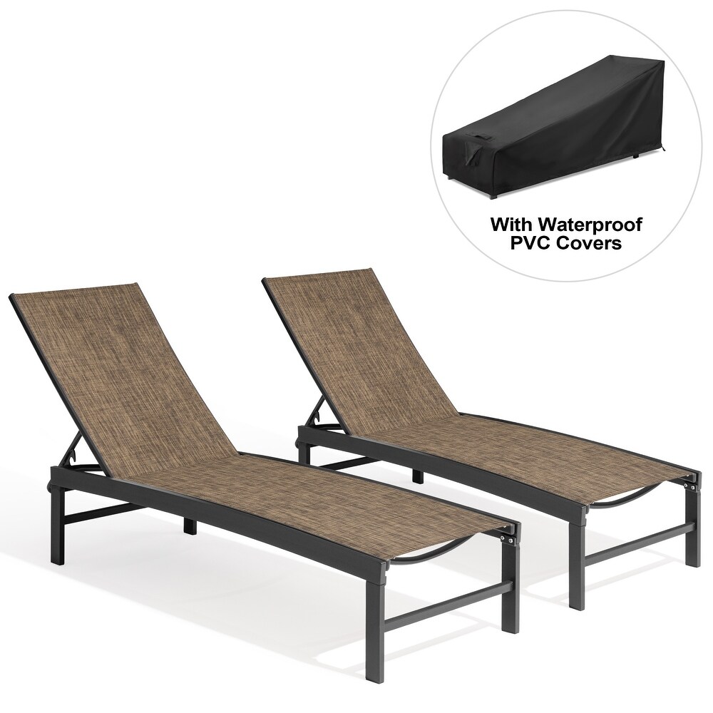 Crestlive Outdoor Loungers Patio Chaise Lounge Chairs Set of 2 with Waterproof Covers   71.65\