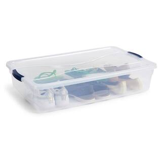 Rubbermaid 41 qt. Cleverstore Latching Stackable Storage Tote Clear (4-Pack) RMCC410008