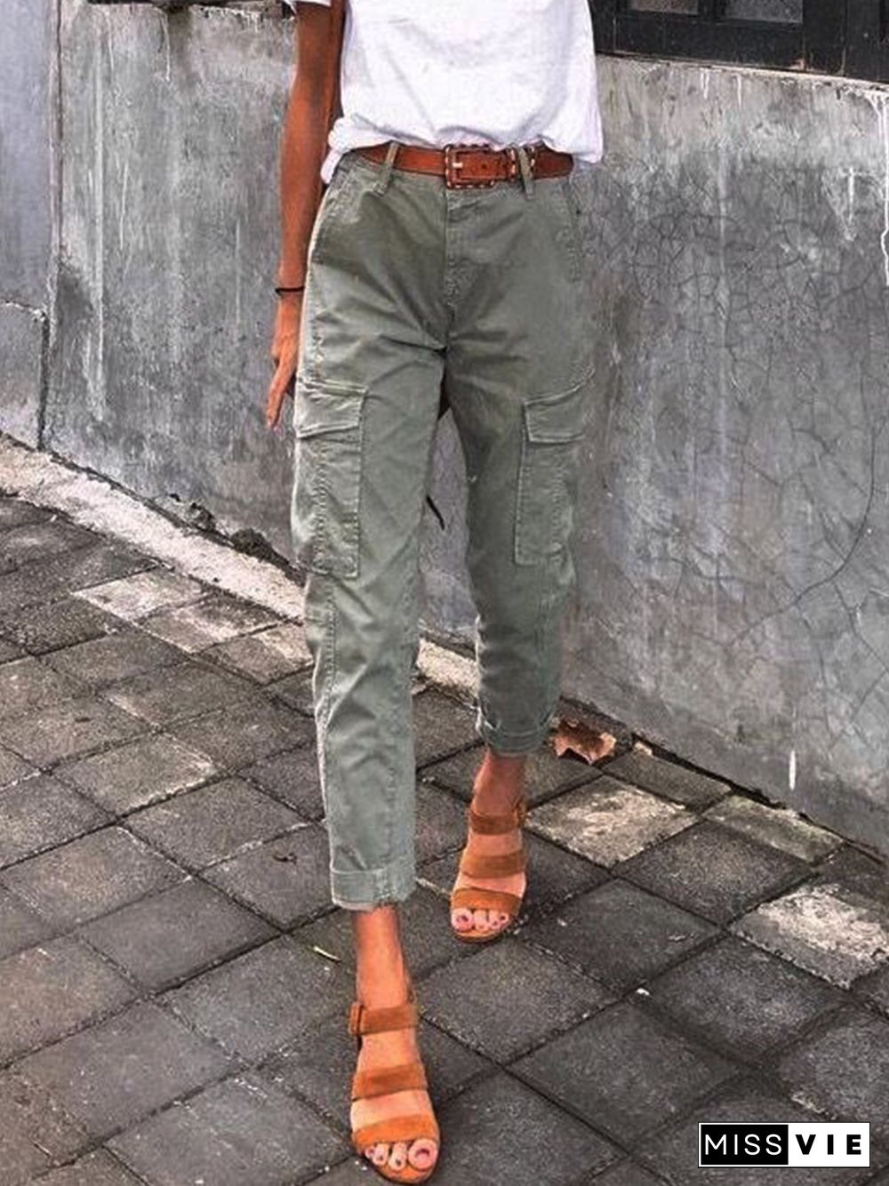 Cotton-Blend Casual Pants