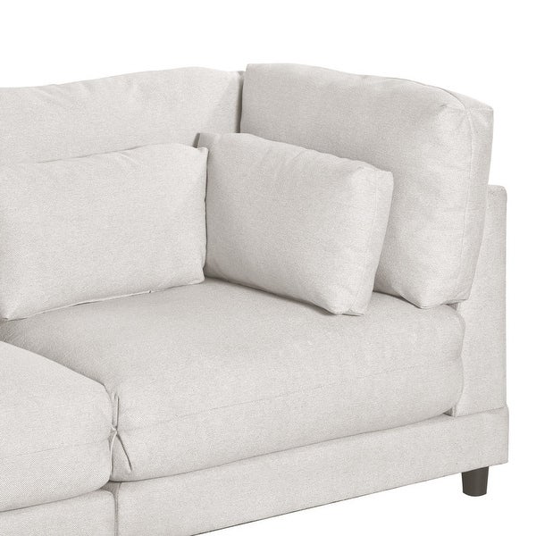 2 Pieces Upholstered Sectional Sofa， Modern Chaise Lounge Couch with Removable Ottomans and Comfortable Waist Pillows