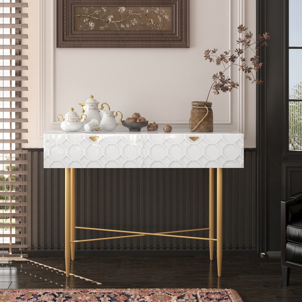 Clihome Accent 2 Drawer Console Table Entryway Table