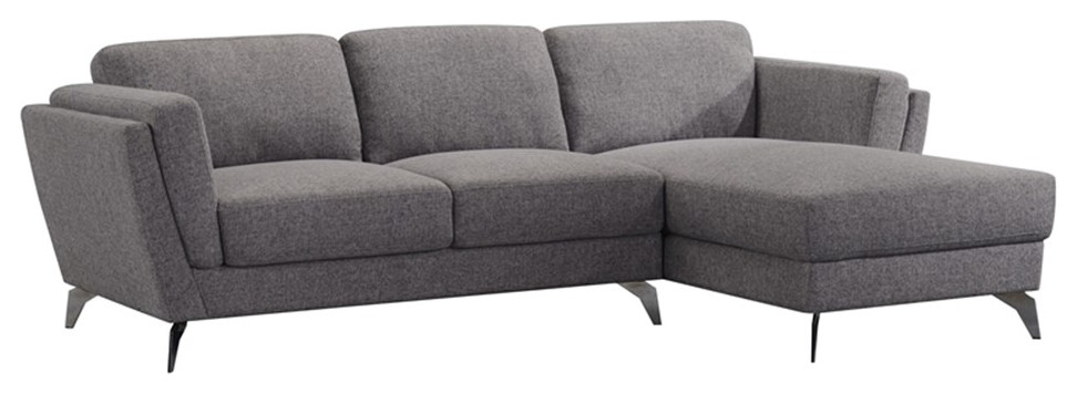 Bowery Hill Contemporary Fabric L Shaped Sectional Sofa in Gray   Midcentury   Sectional Sofas   by Homesquare  Houzz