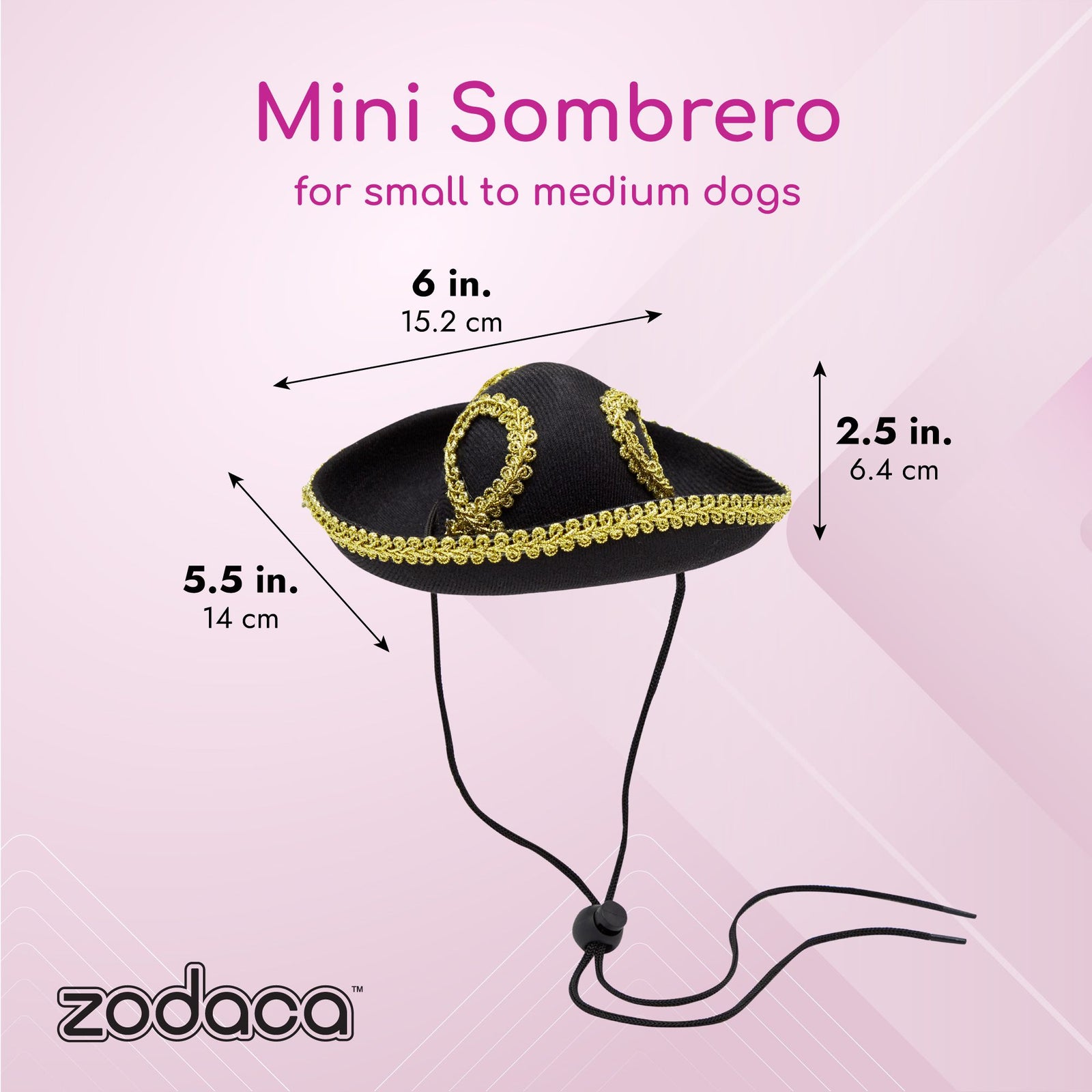 Mini Dog Puppy Sombrero Party Hat for Pet and Cinco De Mayo Party， Black， Size Small