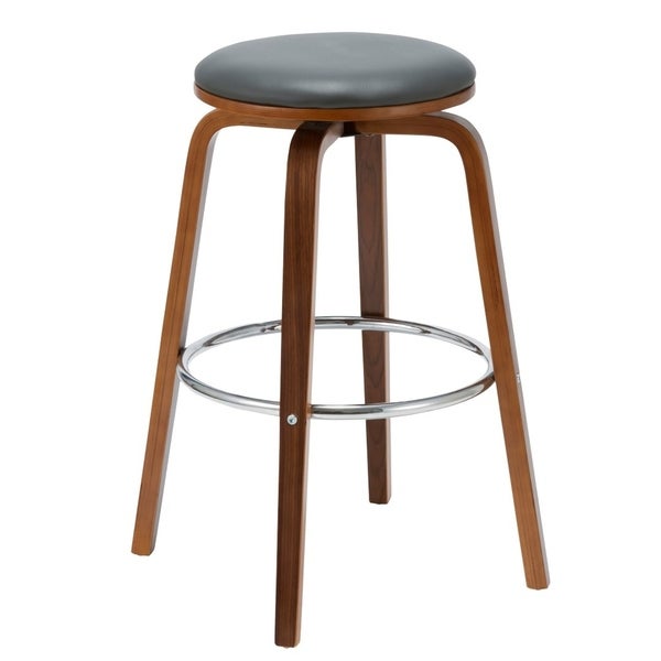 Porthos Home Williams Swivel Bar Stools (Set of 2)， PU Upholstery， Wooden Legs