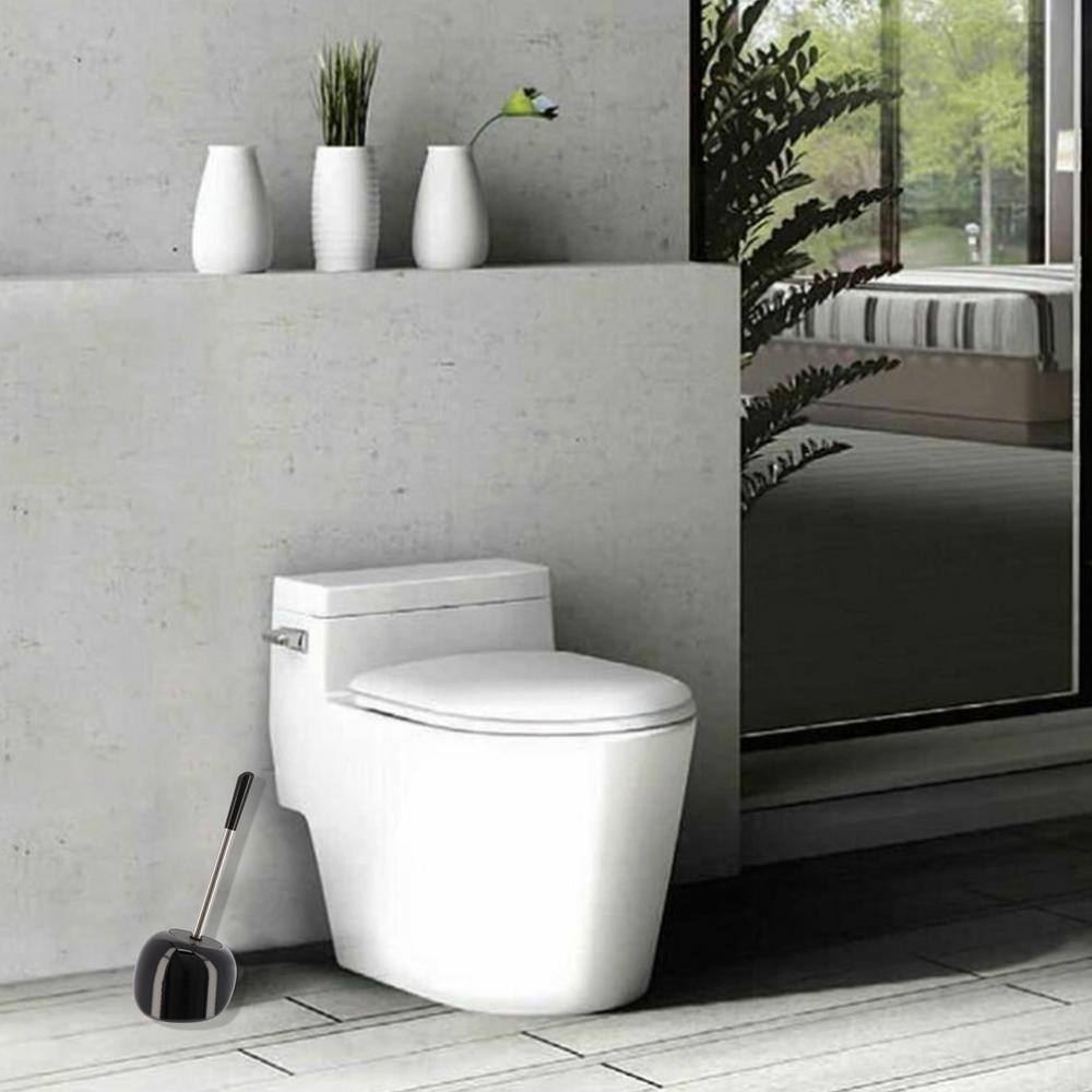 Bath Free Standing Toilet Bowl Brush and Holder PISE Black 6631103