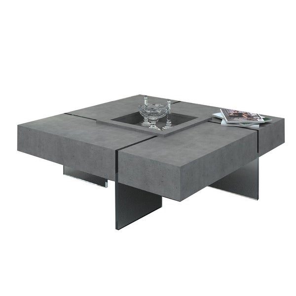 Cid 47 Inch Modern Floating Coffee Table， Dark Gray Faux Concrete Finish