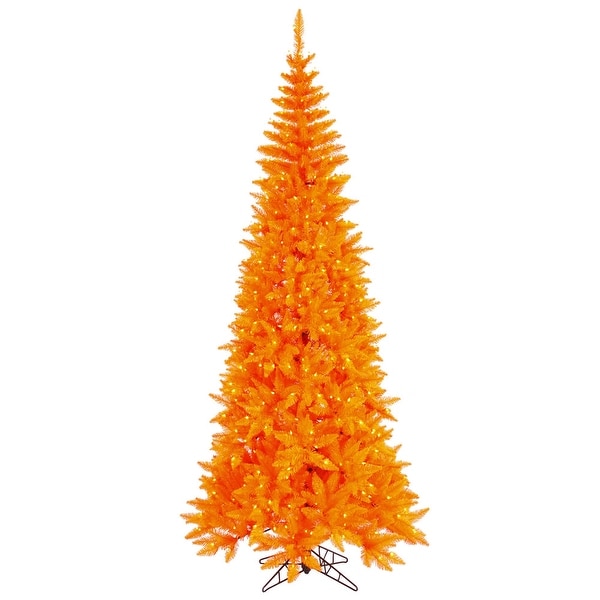 Vickerman 4.5' Orange Fir Slim Artificial Christmas Tree，Orange Duralit LED Lights