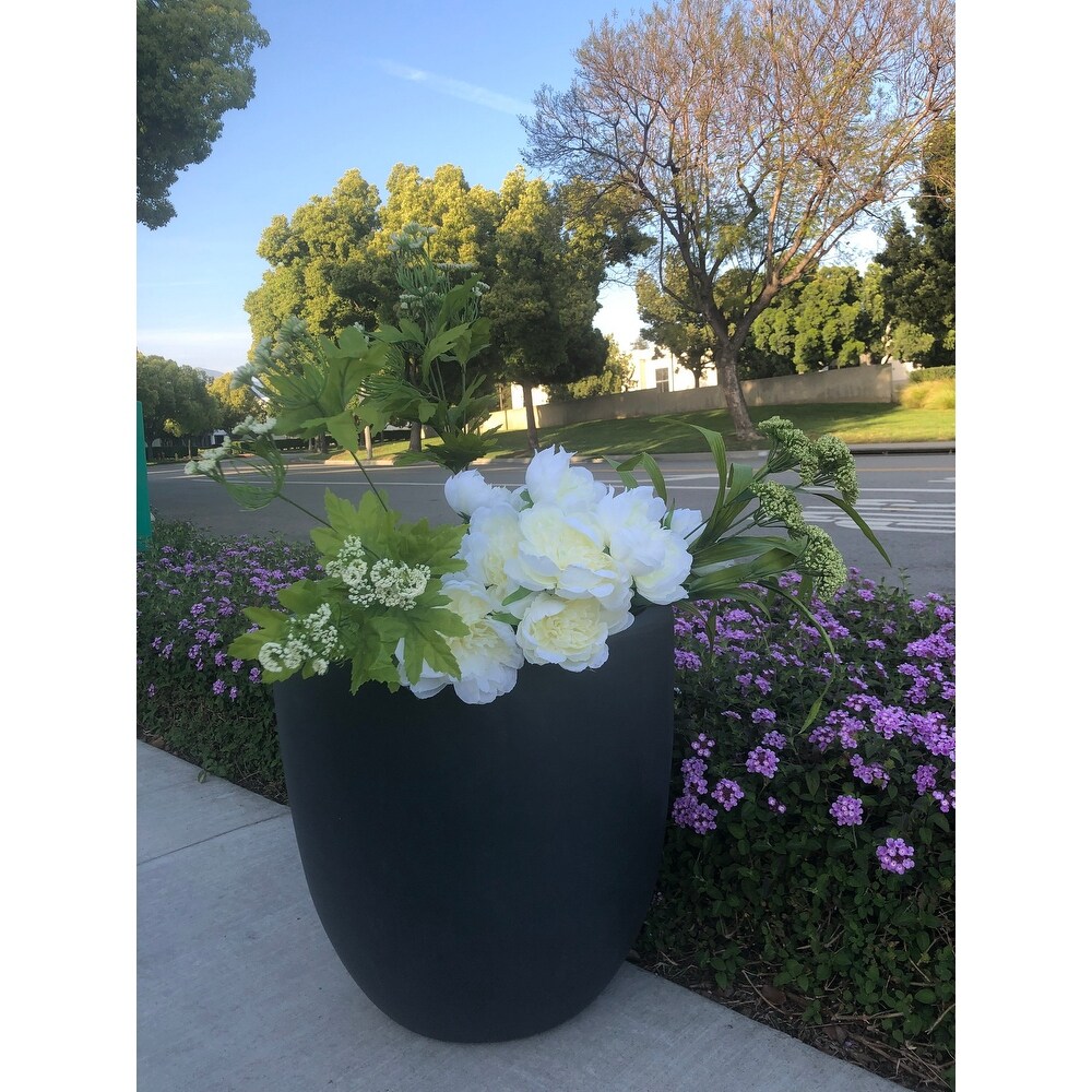 Durx litecrete Lightweight Concrete Modern Seamless Round Cement Color Planter Large   13.8'x13.8'x11.8'