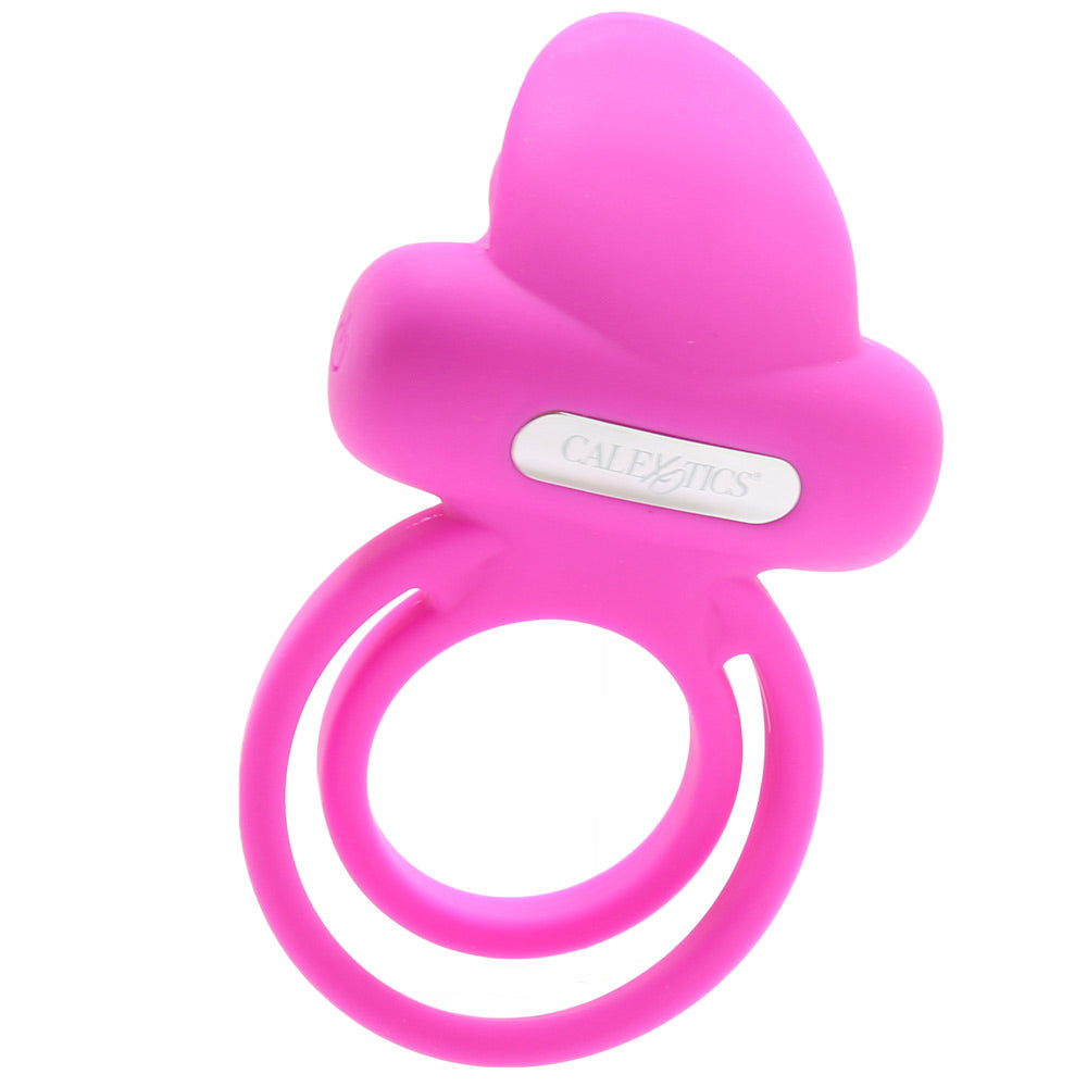 Dual Clit Flicker Vibrating Cock Ring in Pink