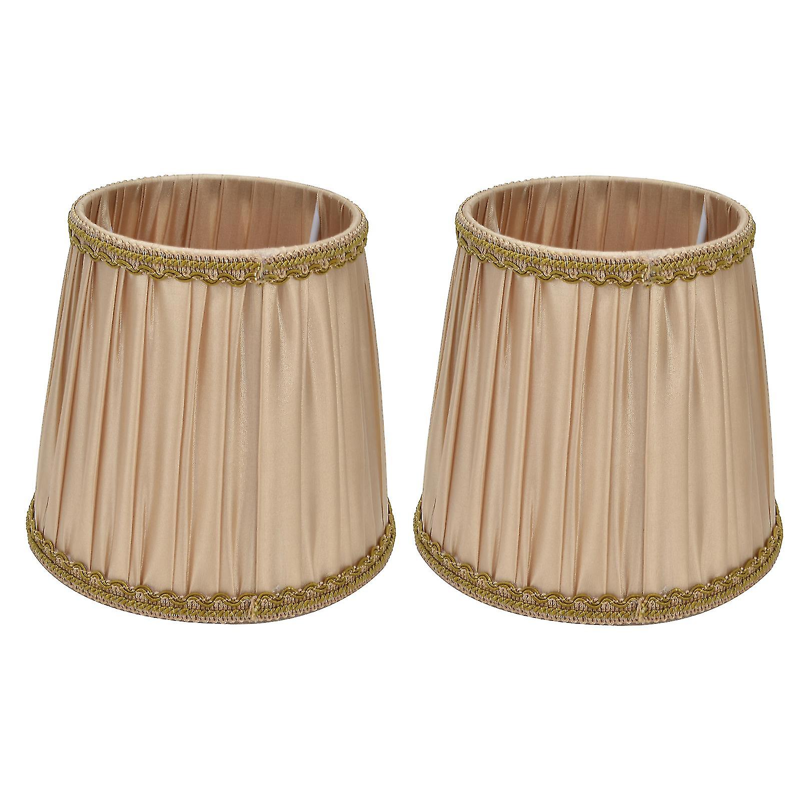 2PCS Fabric Lampshade Simple Lamp Shade for E14 Screw Candlestick Lamp Table Light Chandelier Gold