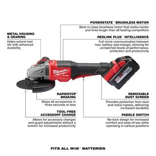 MW M18 FUEL 18V Lithium-Ion Brushless Cordless 4-12 in.6 in. Grinder with Paddle Switch Kit and Two 6.0 Ah Battery 2980-22