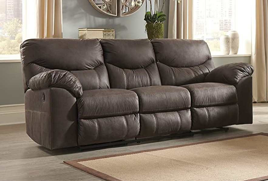 Modern Reclining Sofa  Manual Design With Oversized PU Leather Seat  Dark Brown   Contemporary   Sofas   by Decor Love  Houzz