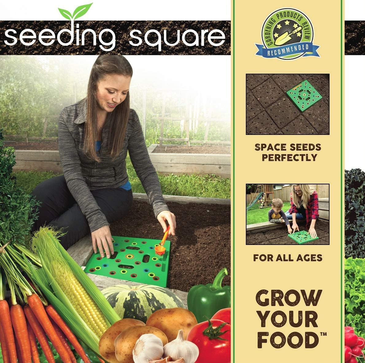 Seeding Square: A Seed-Sowing Template – Grow Perfectly Spaced Vegetables, Reduce Weeds, Conserve Water & Maximize Yield – Square-Foot-Gardening Seed and Seedling Spacer Tool