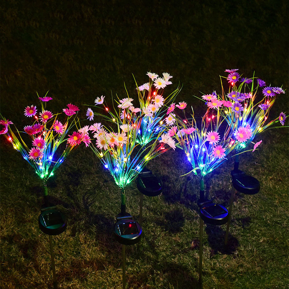 Kqiang 2PACK LED Solar Flower Lights Outdoor Garden Stake Landscape Decor Lamp