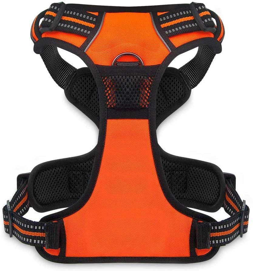 Voyager Dog Harness Dual Leash Attachment No-Pull Control Adjustable Soft but Strong Pet Harness for Medium and Large Dogs with 3M Reflective Technology - Orange， L (Chest: 25 - 30