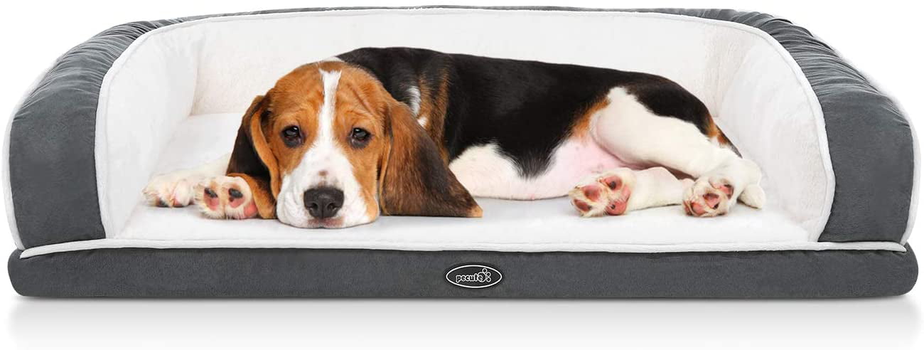 Pecute Orthopedic Dog Beds， L Plush Couch Pet Sofa Bed for Large Dogs Cats