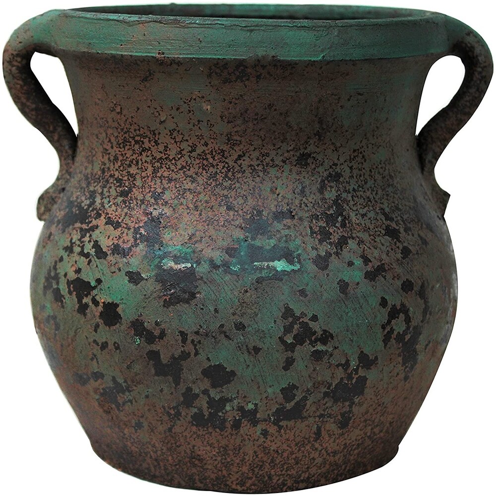 Green Earthen Ware Terracotta Planter with Handles   7.5\