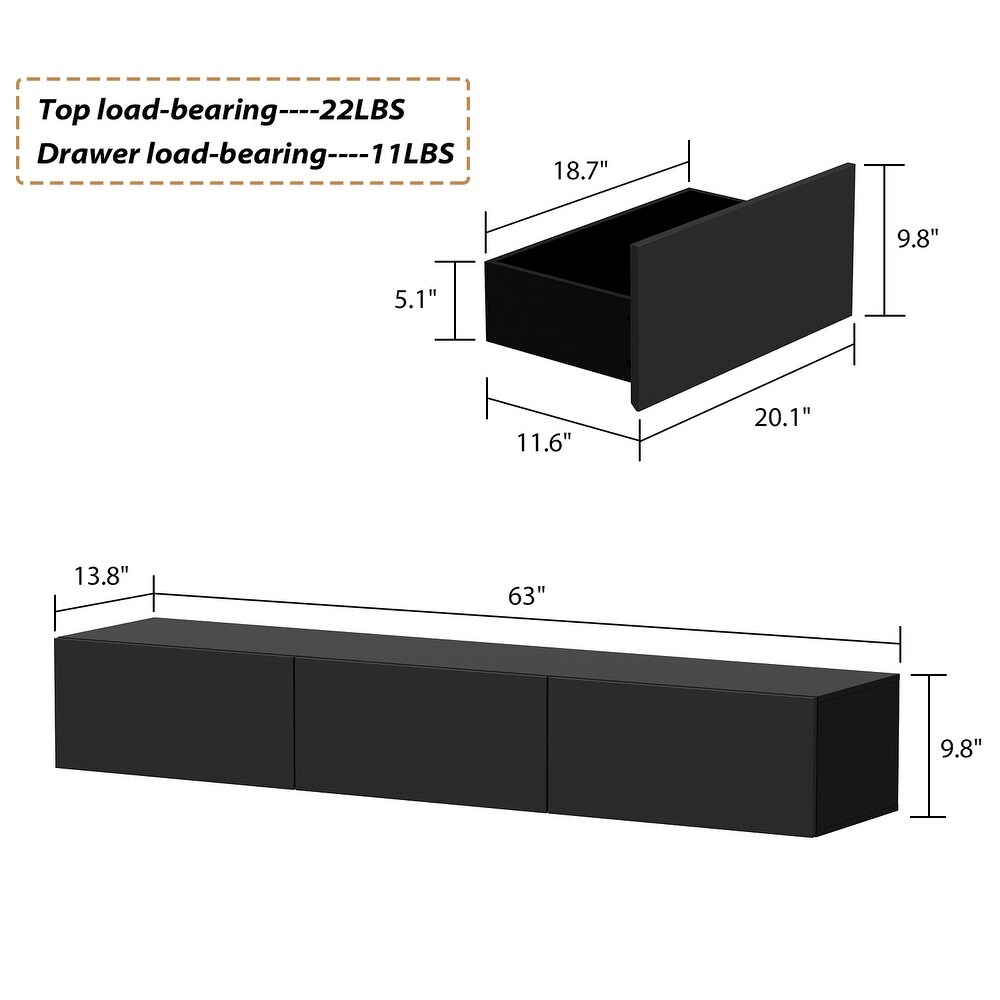 Floating TV Stand Wall Mounted with LEDsTV Stand Floating TV Cabinet