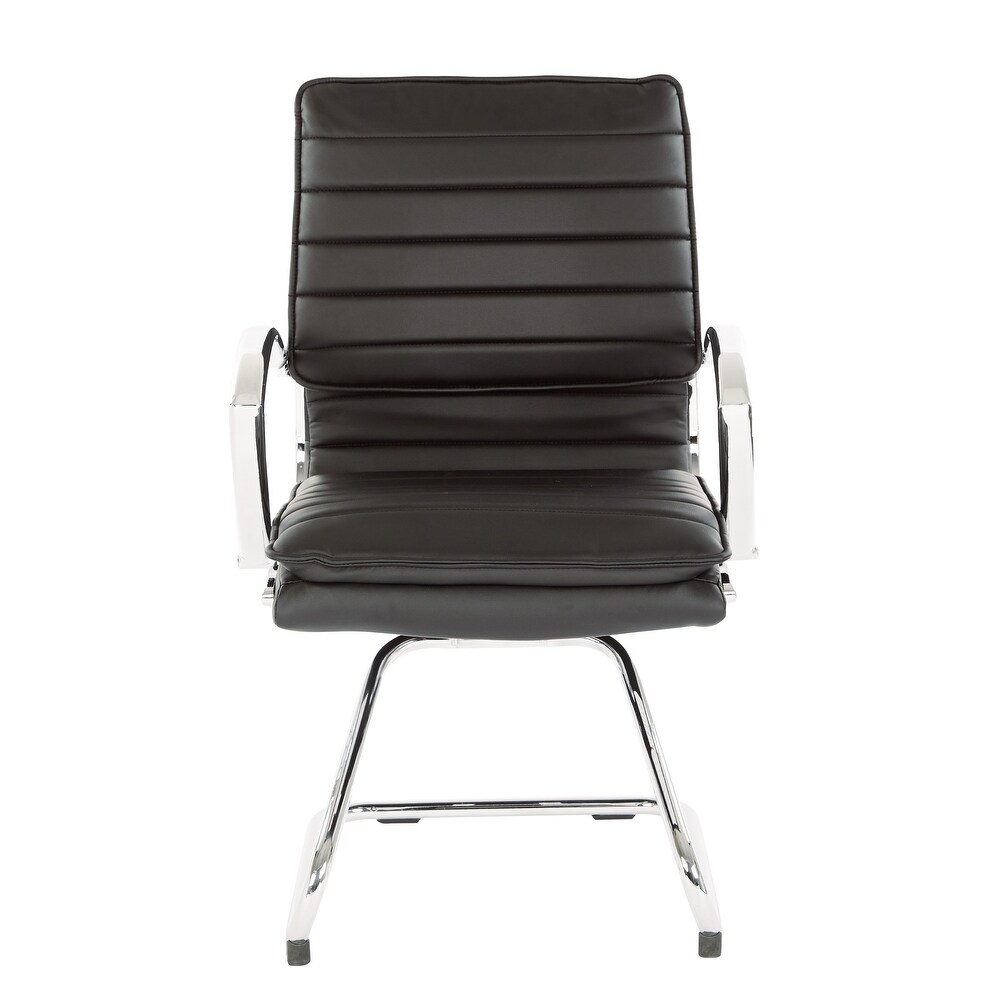 Guest Professional Faux Leather Chair with Chrome Sled Base and Removable Sleeves